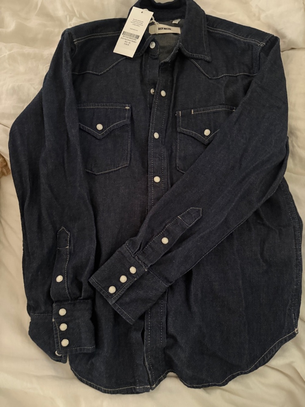 Buck Mason Dark Denim Button-Down Western Shirt